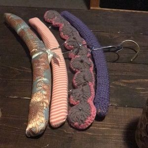 Vintage crochet n fabric hangers